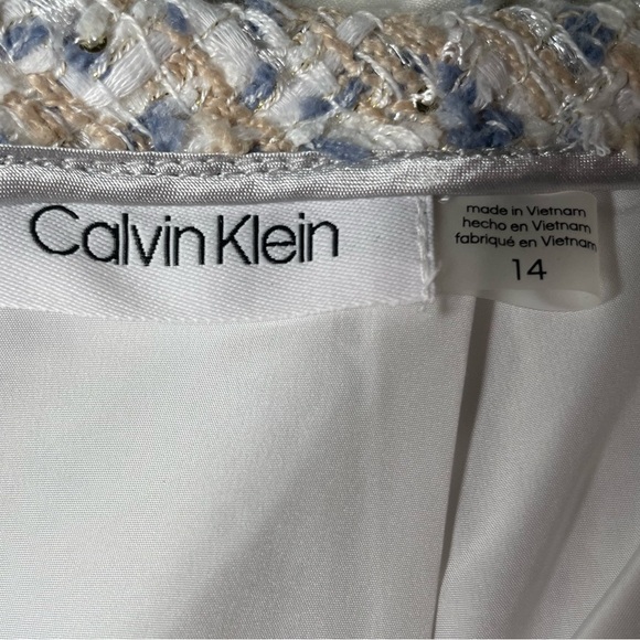 Calvin Klein Tweed Pencil Skirt - white, tan and blue sz 14 - Picture 4 of 5